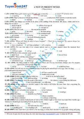 A test on present tenses